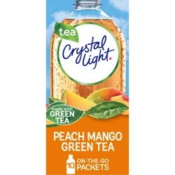 Crystal Light Peach Mango Green Tea On-The-Go Powdered Drink Mix, 10 ct - .08 oz Packets
