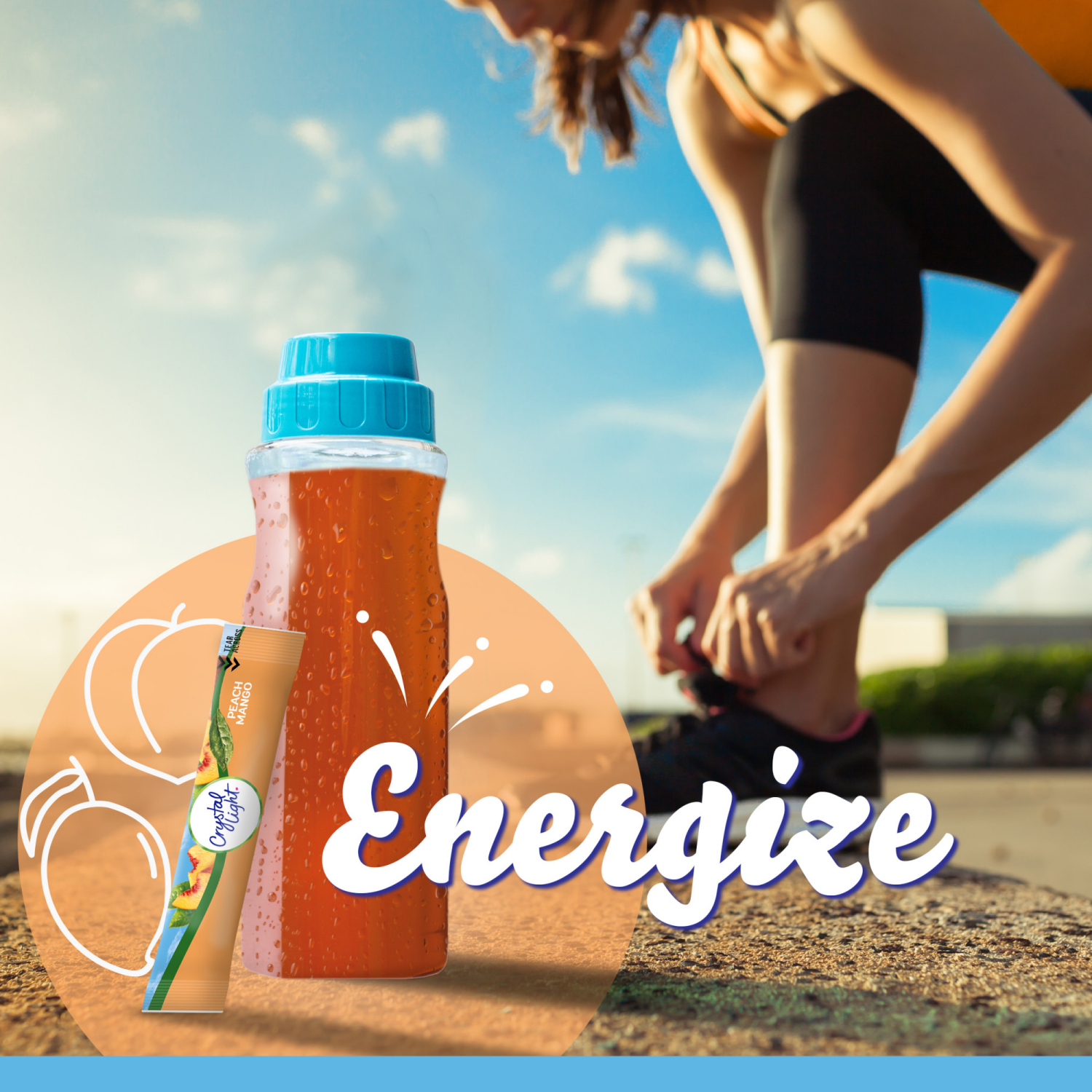 slide 4 of 8, Crystal Light Peach Mango On-The-Go Powdered Drink Mix with Caffeine, 10 ct - 0.7 oz Box, 0.7 oz