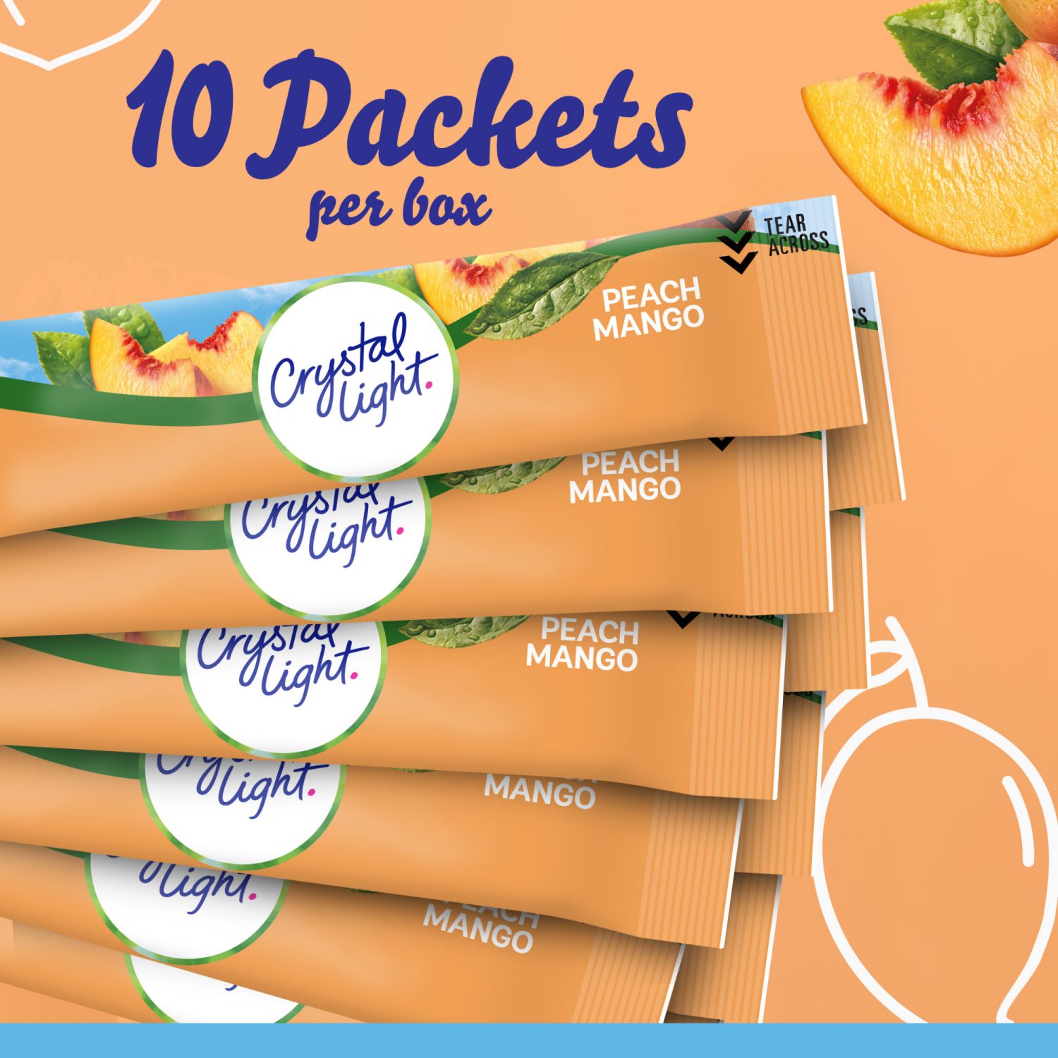 slide 8 of 8, Crystal Light Peach Mango On-The-Go Powdered Drink Mix with Caffeine, 10 ct - 0.7 oz Box, 0.7 oz