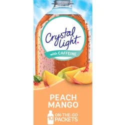 Crystal Light Peach Mango On-The-Go Powdered Drink Mix with Caffeine, 10 ct - 0.7 oz Box