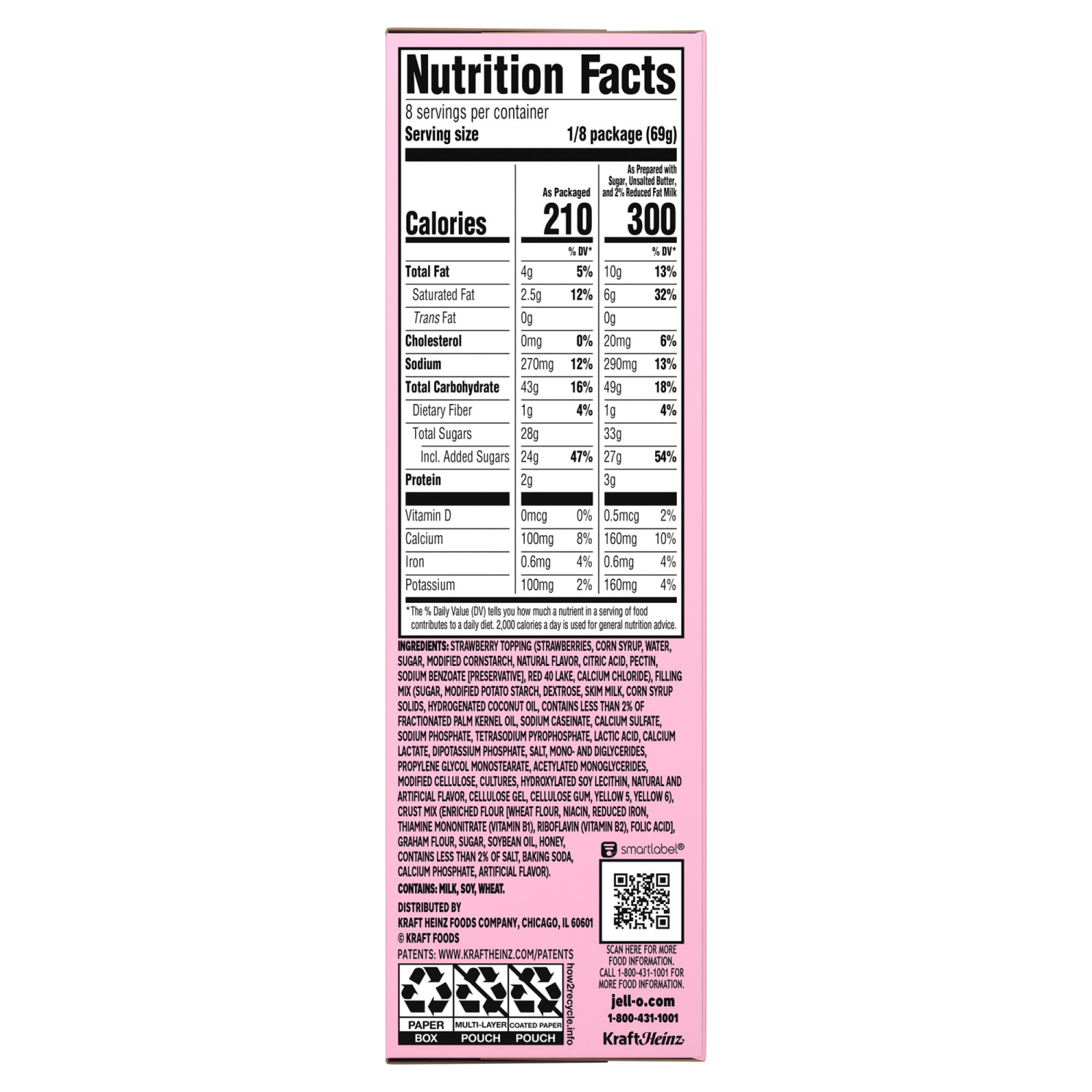 slide 8 of 8, Jell-O No Bake Strawberry Cheesecake Dessert Kit with Strawberry Topping, Filling Mix and Crust Mix, 19.6 oz Box, 19.6 oz