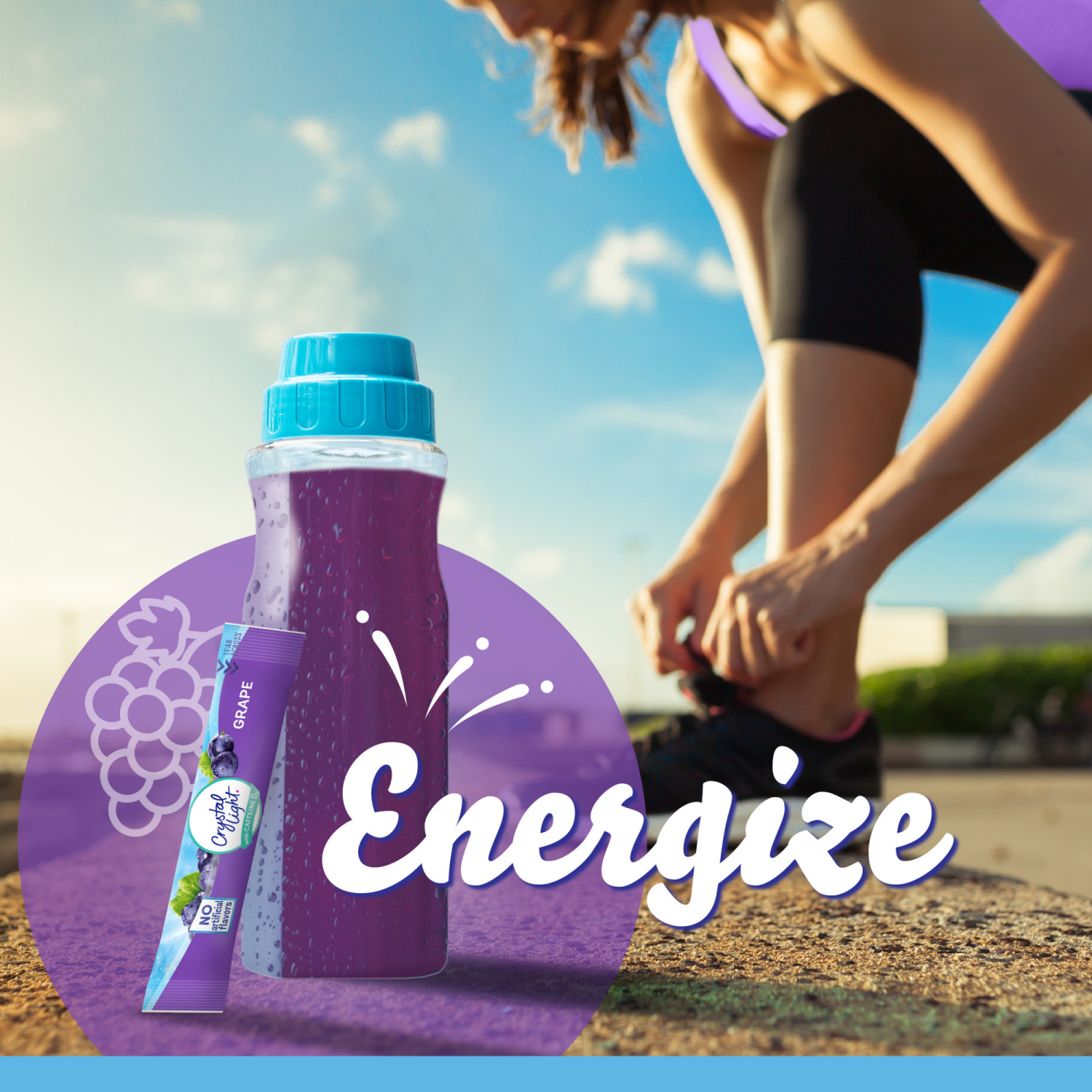 slide 4 of 8, Crystal Light Grape Naturally Flavored Powdered Drink Mix with Caffeine, 10 ct. On-the-Go-Packets, 10 ct