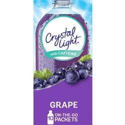 Crystal Light Grape Naturally Flavored Powdered Drink Mix with Caffeine, 10 ct. On-the-Go-Packets