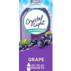 Crystal Light Grape Naturally Flavored Powdered Drink Mix with Caffeine, 10 ct. On-the-Go-Packets