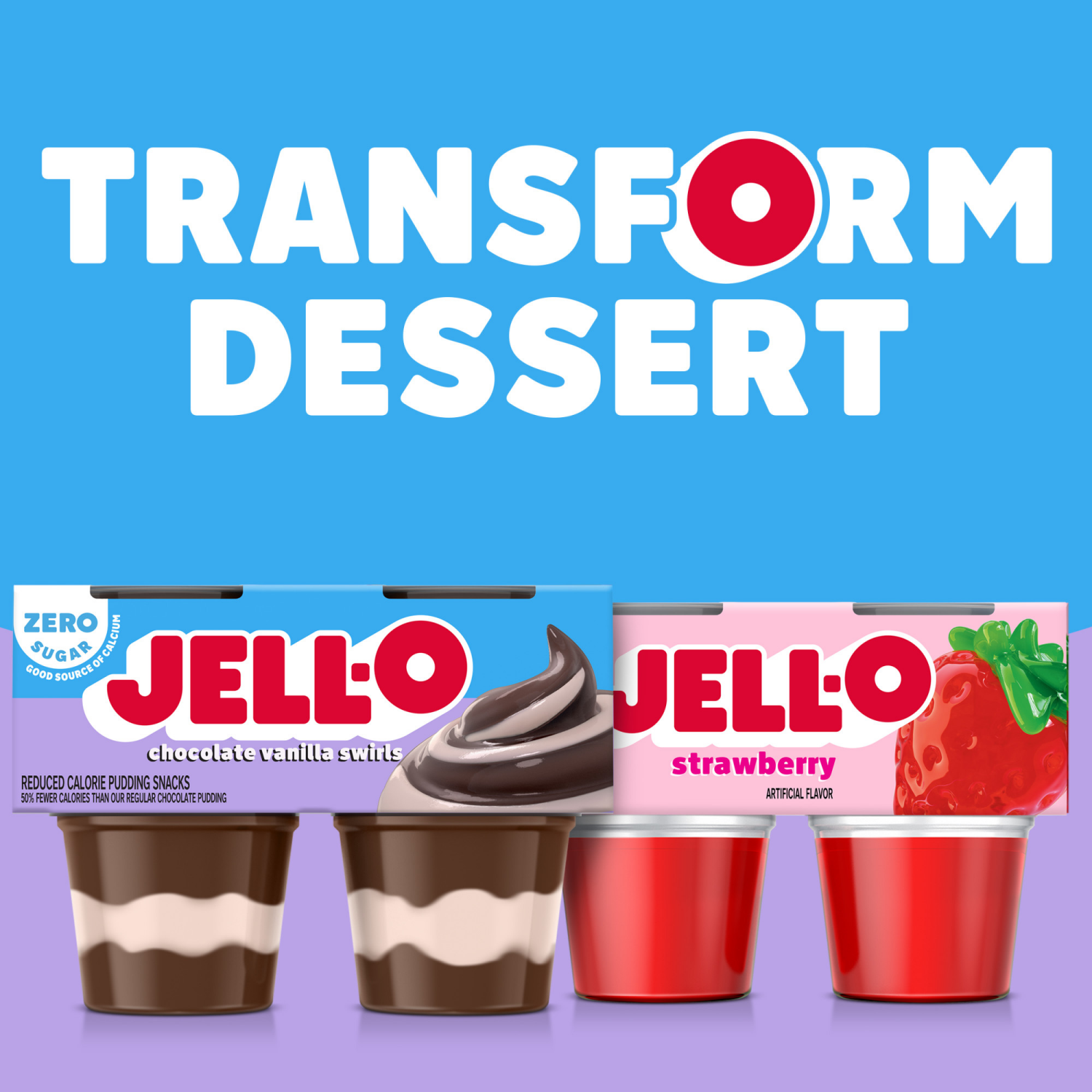 slide 8 of 8, Jell-O Chocolate Vanilla Swirls Artificially Flavored Zero Sugar Ready-to-Eat Pudding Snack Cups, 4 ct Cups, 14.5 oz