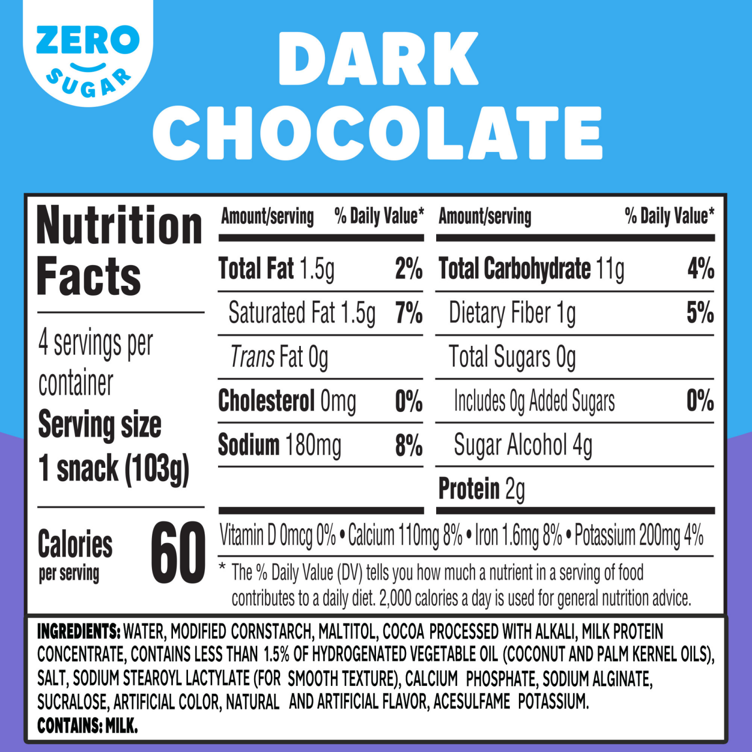 slide 2 of 8, Jell-O Dark Chocolate Zero Sugar Ready-to-Eat Pudding Snack Cups, 4 ct Cups, 14.5 oz