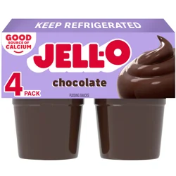 Jell-O Original Chocolate Ready-to-Eat Pudding Snack Cups, 4 ct Cups
