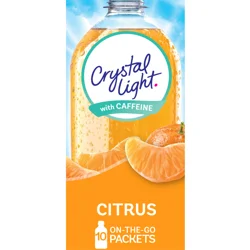 Crystal Light Citrus On-The-Go Powdered Drink Mix with Caffeine, 10 ct - 0.09 oz Packets