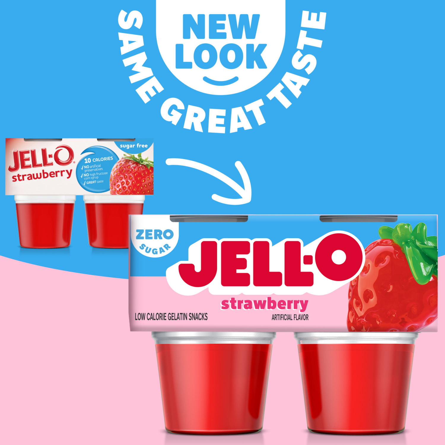 slide 6 of 8, Jell-O Strawberry Artificially Flavored Zero Sugar Ready-to-Eat Gelatin Snack Cups, 4 ct Cups, 12.5 oz