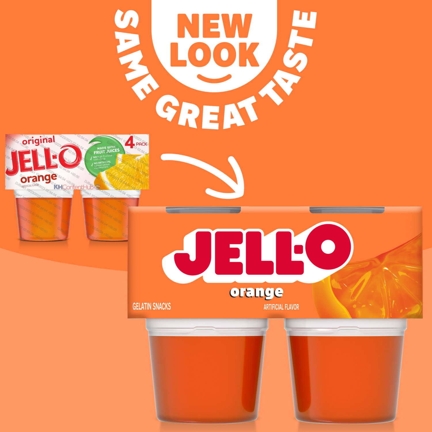slide 6 of 8, Jell-O Original Orange Artificially Flavored Ready-to-Eat Gelatin Snack Cups, 4 ct Cups, 13.5 oz