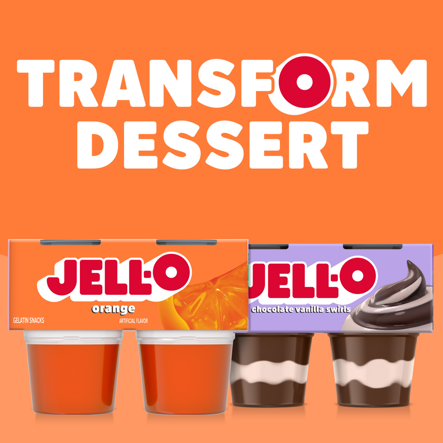 slide 8 of 8, Jell-O Original Orange Artificially Flavored Ready-to-Eat Gelatin Snack Cups, 4 ct Cups, 13.5 oz