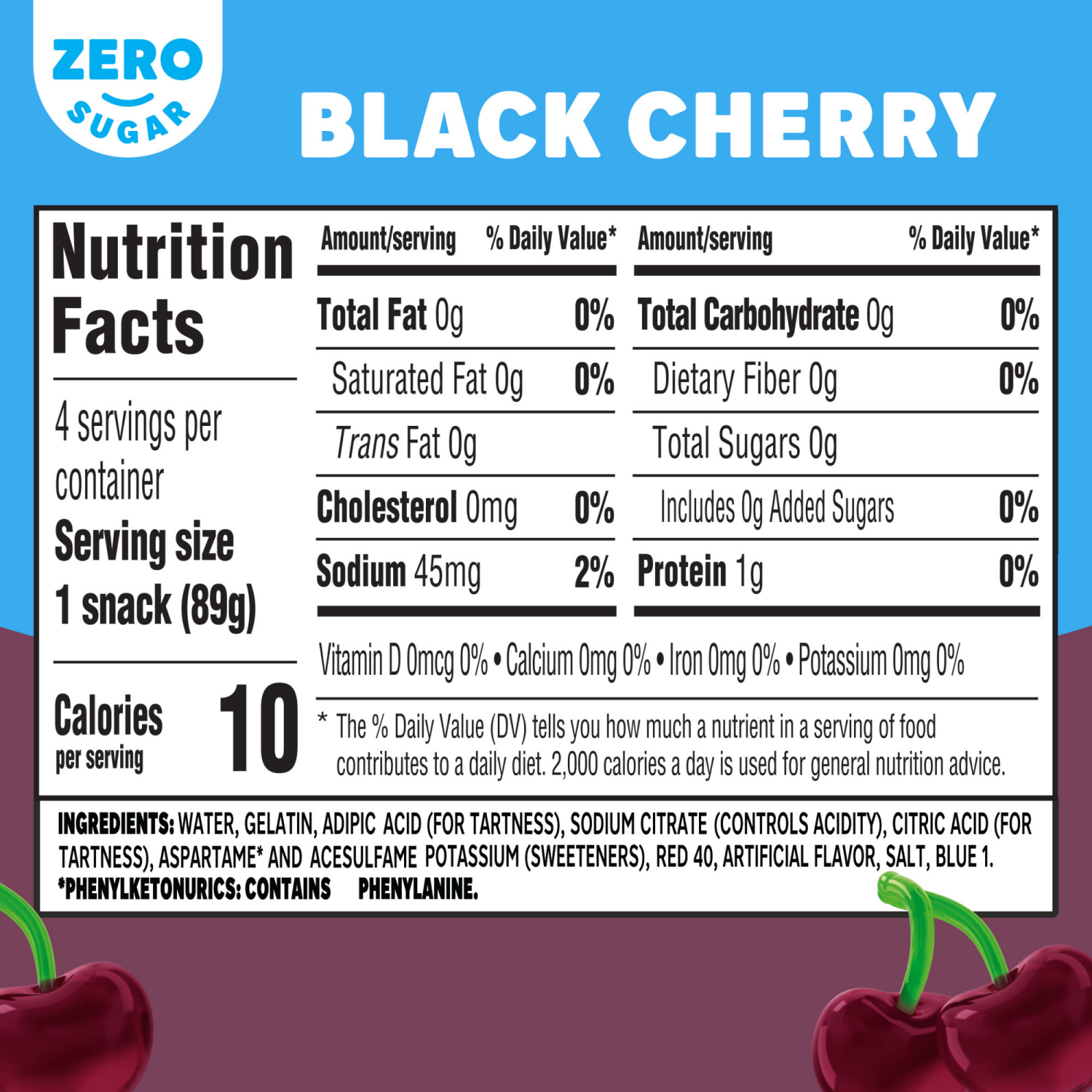 slide 2 of 8, Jell-O Black Cherry Artificially Flavored Zero Sugar Ready-to-Eat Gelatin Snack Cups, 4 ct Cups, 12.5 oz