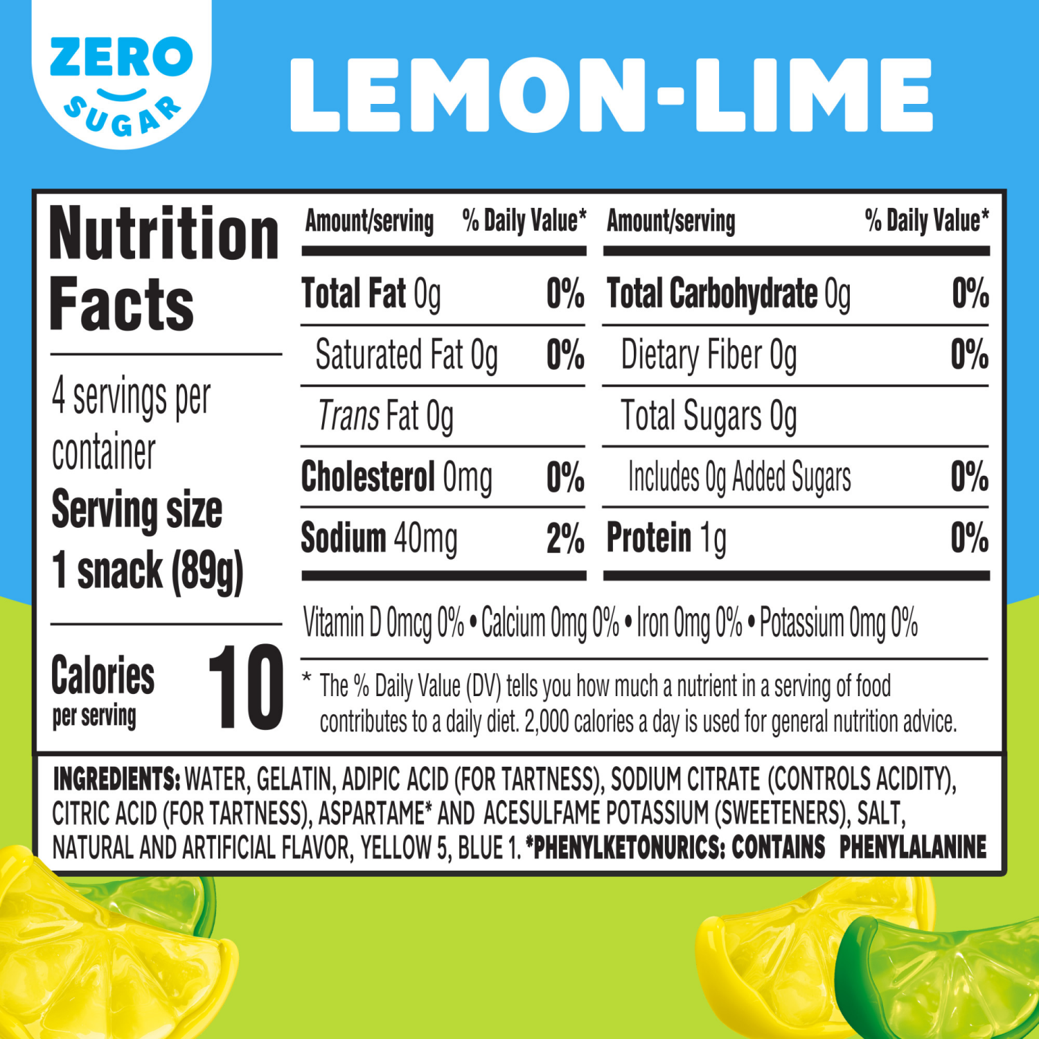 slide 2 of 8, Jell-O Lemon-Lime Artificially Flavored Zero Sugar Ready-to-Eat Gelatin Snack Cups, 4 ct Cups, 12.5 oz