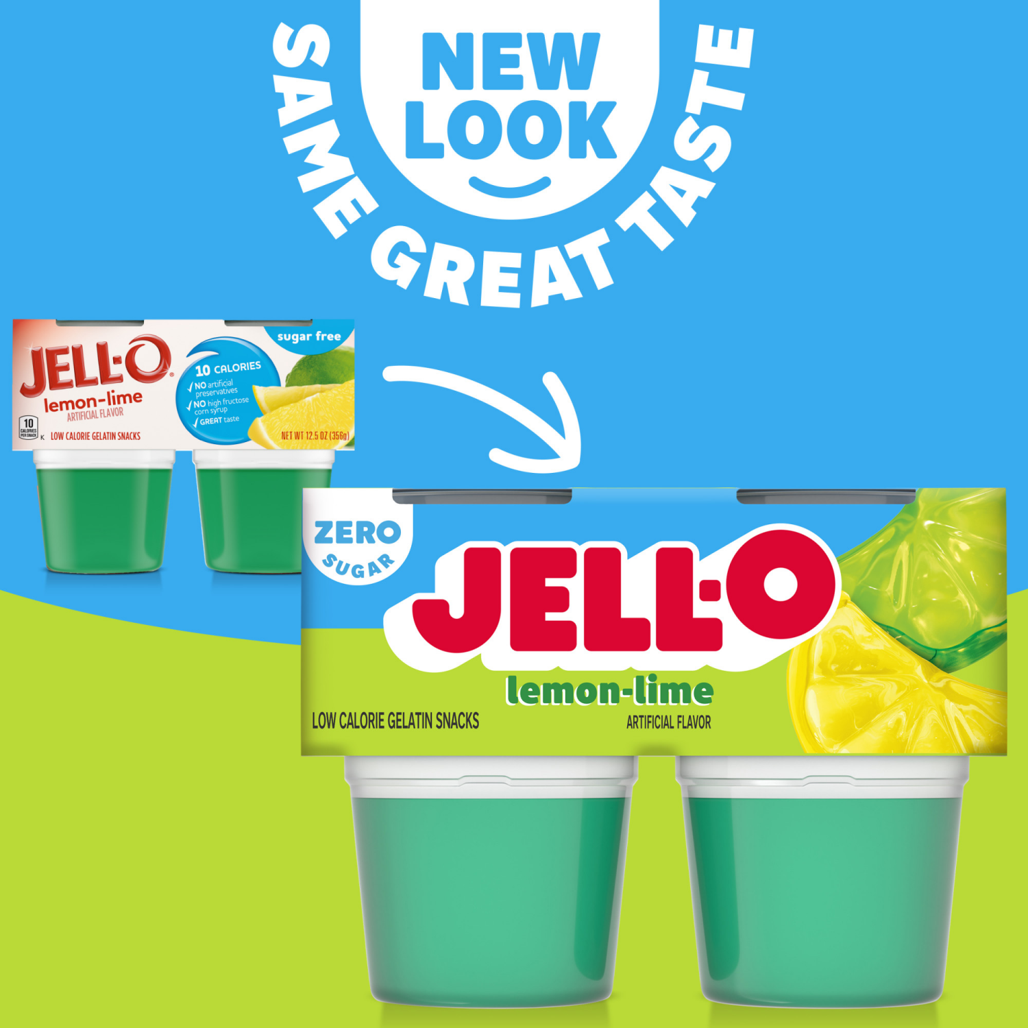 slide 6 of 8, Jell-O Lemon-Lime Artificially Flavored Zero Sugar Ready-to-Eat Gelatin Snack Cups, 4 ct Cups, 12.5 oz