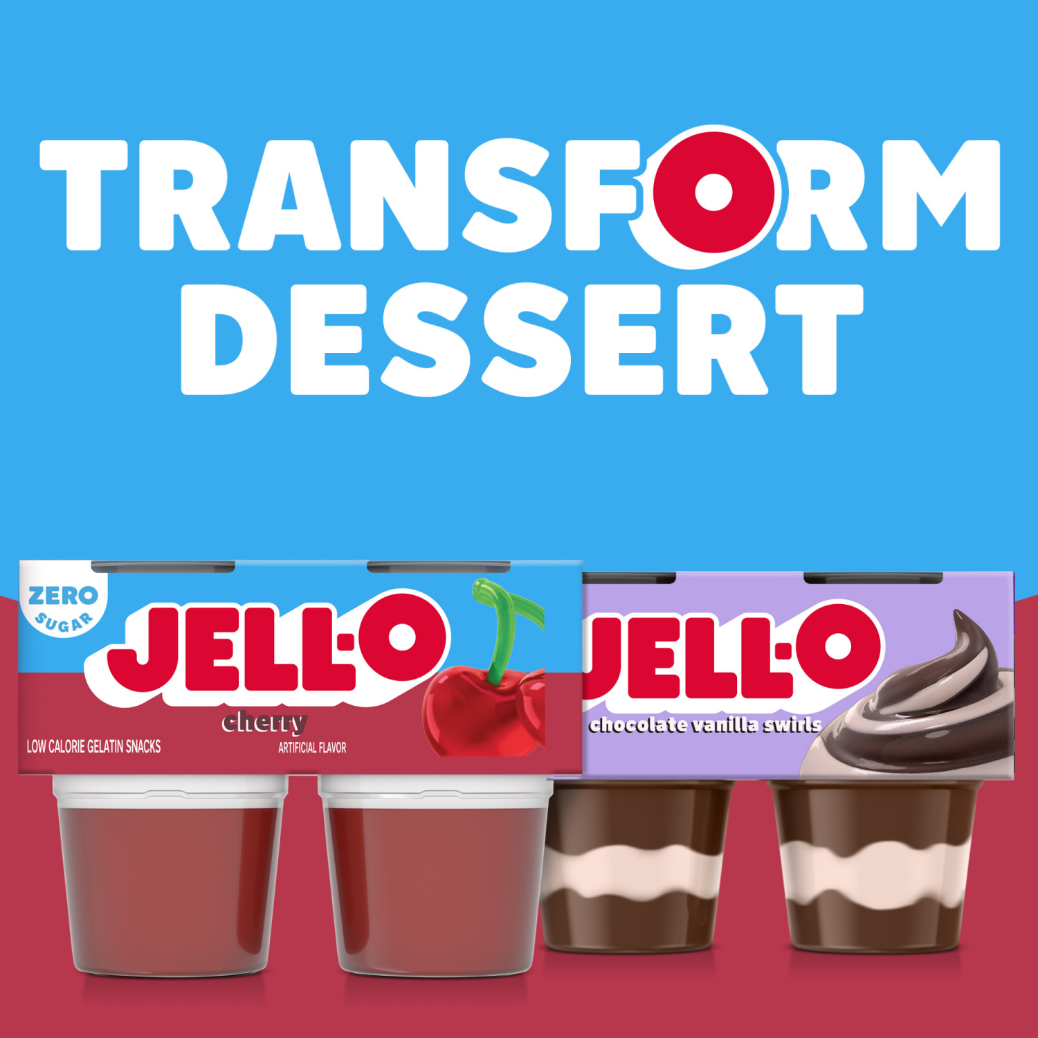 slide 8 of 8, Jell-O Cherry Artificially Flavored Zero Sugar Ready-to-Eat Gelatin Snack Cups, 4 ct Cups, 12.5 oz