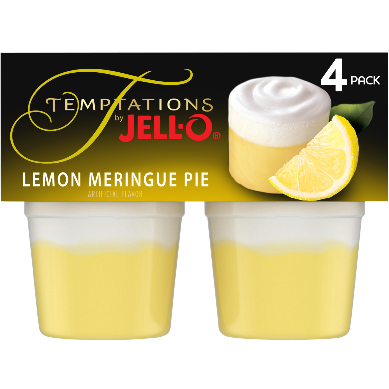 slide 1 of 5, Temptations JELL-O Temptations Ready to Eat Lemon Meringue Pie Pudding Cups, 4 ct - 13.4 oz Package, 13.4 oz
