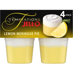 Temptations JELL-O Temptations Ready to Eat Lemon Meringue Pie Pudding Cups, 4 ct - 13.4 oz Package
