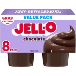 Jell-O Original Chocolate Ready-to-Eat Pudding Snack Cups Value Pack, 8 ct Cups