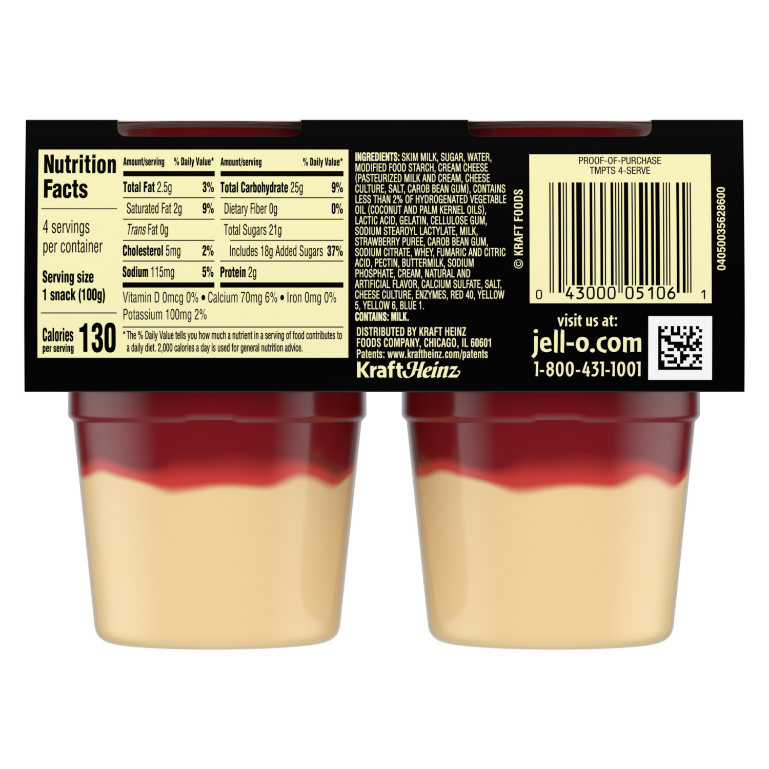 slide 4 of 5, Jell-O Temptations Strawberry Ready-to-Eat Cheesecake Snacks, 4 ct Cups, 14.1 oz