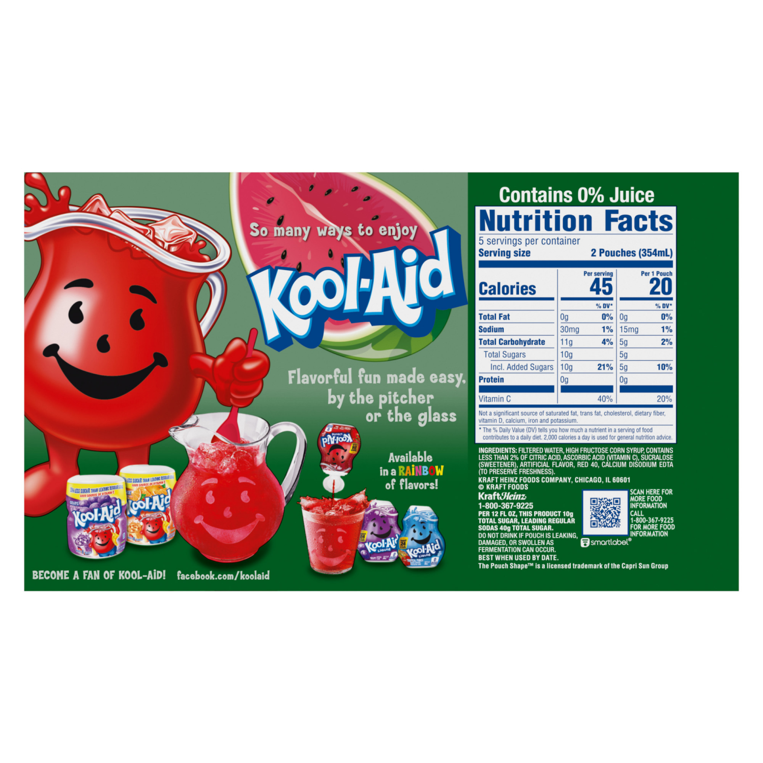slide 2 of 8, Kool-Aid Jammers Watermelon Flavored Drink, 10 ct Box, 6 fl oz Pouches, 10 ct