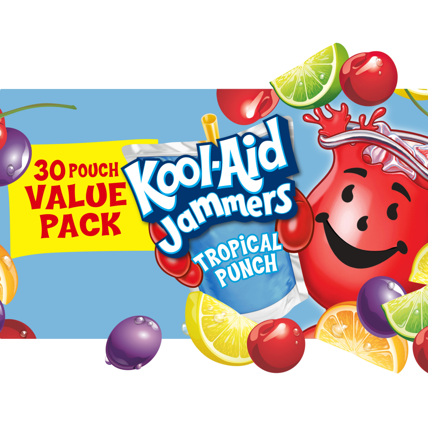 slide 1 of 8, Kool-Aid Jammers Tropical Punch Flavored Drink Value Pack, 30 ct Box, 6 fl oz Pouches, 30 ct