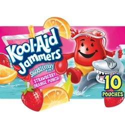 Kool-Aid Jammers Sharkleberry Fin Strawberry Orange Punch Flavored Drink, 10 ct Box, 6 fl oz Pouches