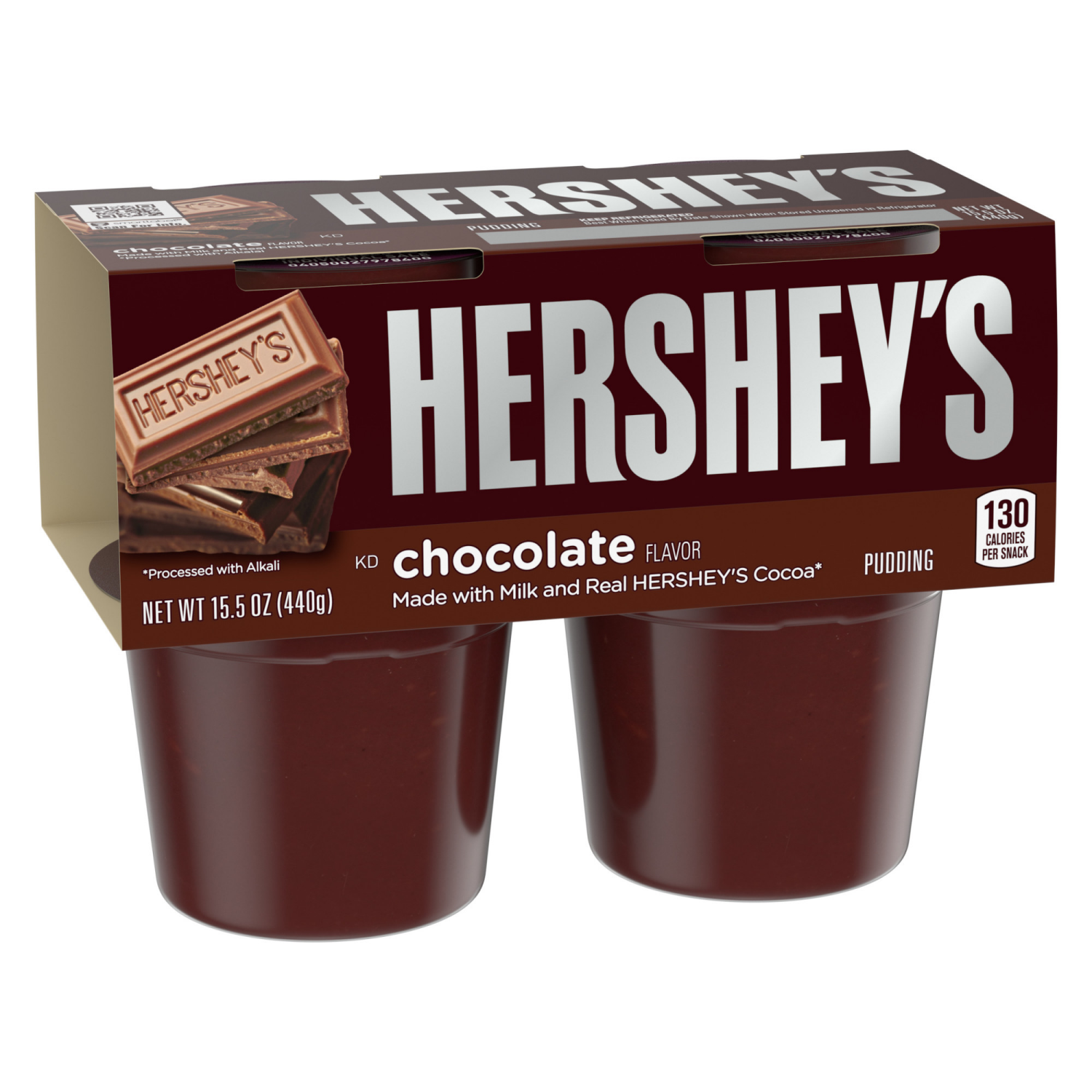 slide 2 of 8, Hershey's Chocolate Ready-to-Eat Pudding Snacks with Milk & Real Cocoa, 4 ct Cups, 15.5 oz