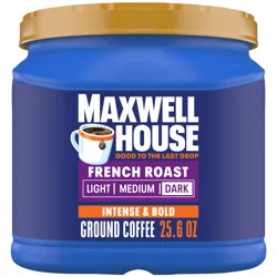 Maxwell House French Roast Dark Roast Ground Coffee, 25.6 oz Canister