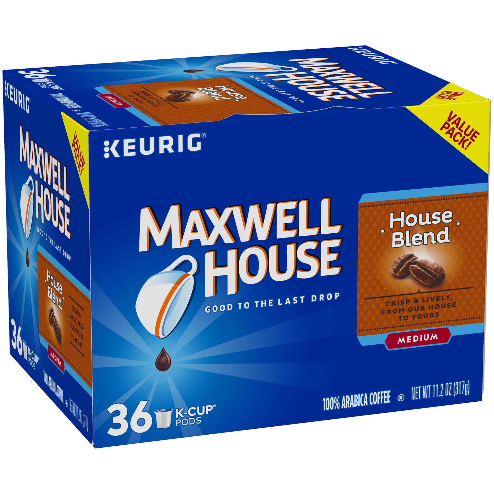 slide 2 of 5, Maxwell House House Blend Medium Roast K-Cup Coffee Pods Value Pack, 11.2 oz