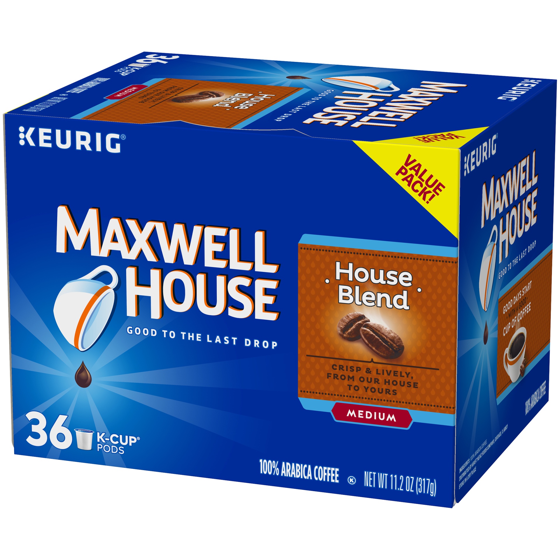 slide 3 of 5, Maxwell House House Blend Medium Roast K-Cup Coffee Pods Value Pack, 11.2 oz