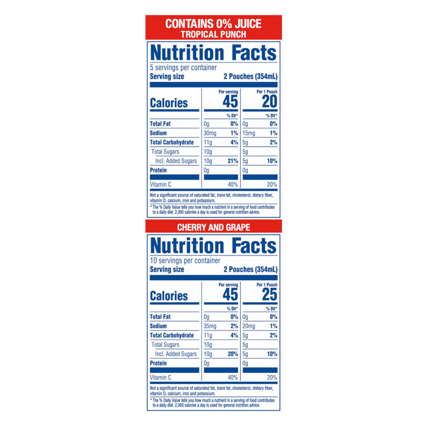 slide 5 of 8, Kool-Aid Jammers Tropical Punch, Grape & Cherry Flavored 0% Juice Drink Variety Pack, 30 ct Box, 6 fl oz Pouches, 30 ct