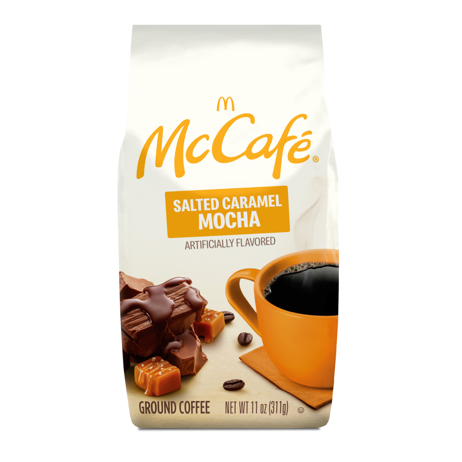 slide 4 of 5, McCafé Mocha Magic Salted Caramel Mocha Ground Coffee, 11 oz Bag, 11 oz