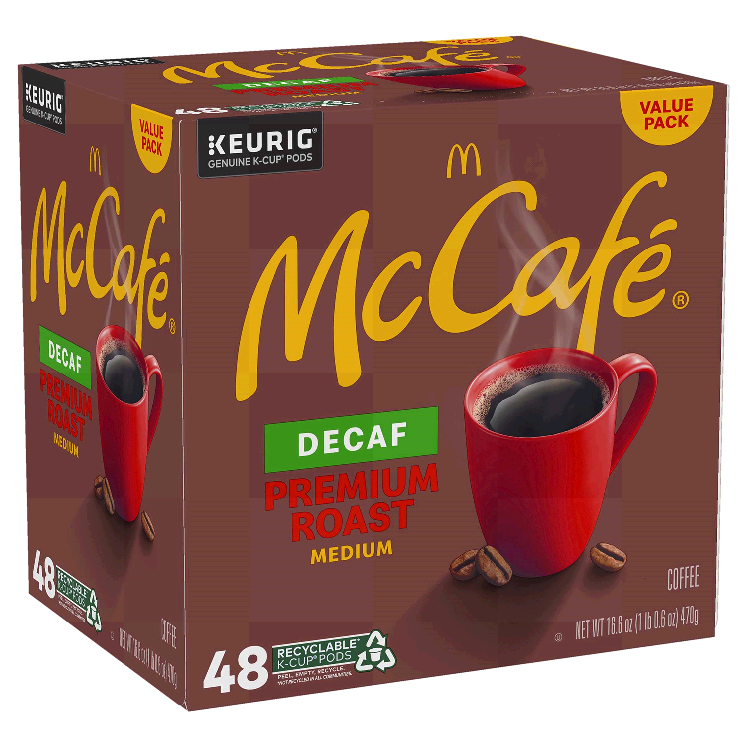 slide 5 of 5, McCafé Premium Roast Decaf Coffee K-Cup Pods, Decaffeinated - 48 ct; 16.6 oz, 48 ct; 16.6 oz