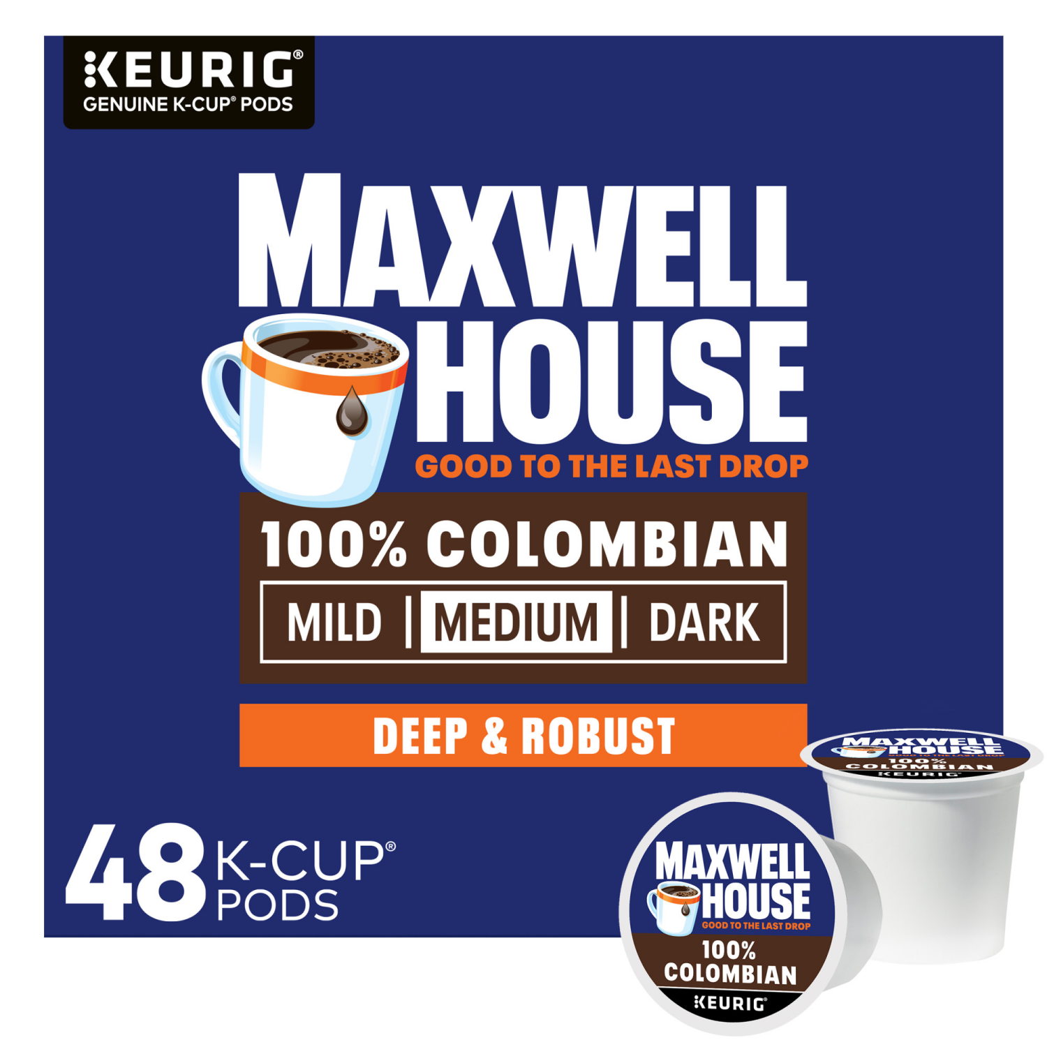 slide 1 of 5, Maxwell House 100% Colombian Medium Roast K-Cup Coffee Pods Value Pack, 48 ct Box, 48 ct