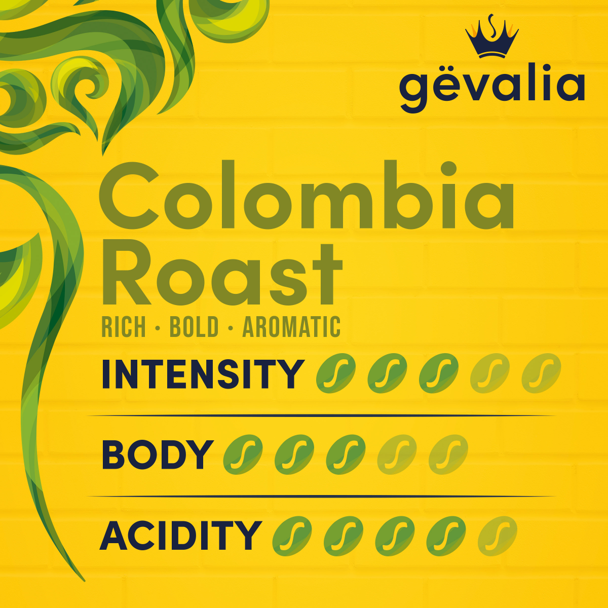 slide 3 of 8, Gevalia Ground Medium Colombia Coffee 31.9 oz, 31.9 oz