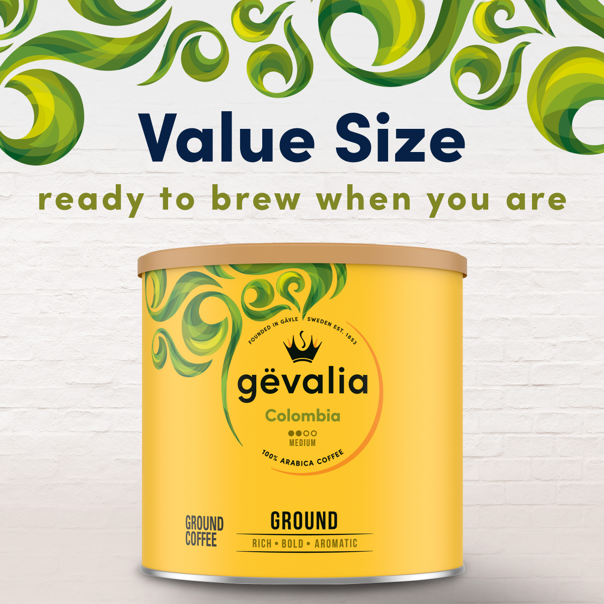slide 7 of 8, Gevalia Ground Medium Colombia Coffee 31.9 oz, 31.9 oz