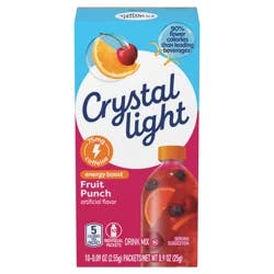 Crystal Light Fruit Punch Energy Boost Drink Mix, 10 ct On-the-Go-Packets