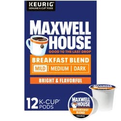 Maxwell House Breakfast Blend Mild Roast K-Cup Coffee Pods, 10 ct Box