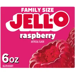 Jell-O Raspberry Artificially Flavored Gelatin Dessert Mix, Family Size, 6 oz Box