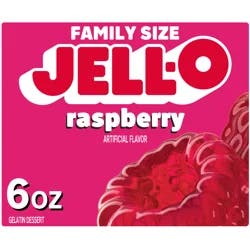 Jell-O Raspberry Artificially Flavored Gelatin Dessert Mix, Family Size, 6 oz Box