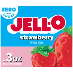 Jell-O Strawberry Artificially Flavored Zero Sugar Low Calorie Gelatin Dessert Mix, 0.3 oz Box