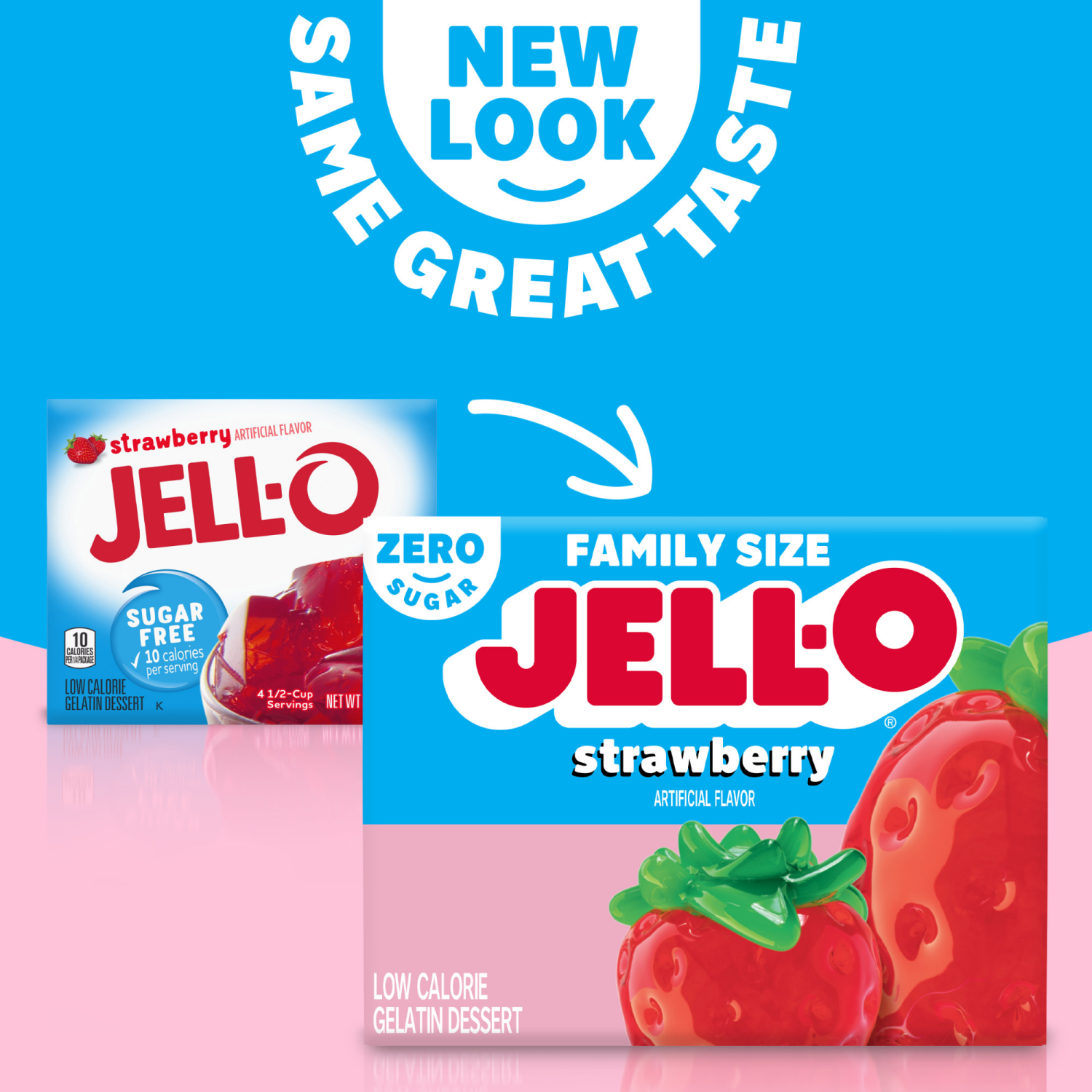 slide 4 of 5, Jell-O Strawberry Artificially Flavored Zero Sugar Low Calorie Gelatin Dessert Mix, Family Size, 0.6 oz Box, 0.6 oz