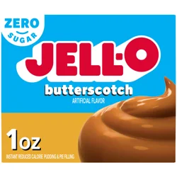 Jell-O Butterscotch Artificially Flavored Zero Sugar Instant Reduced Calorie Pudding & Pie Filling Mix, 1 oz Box
