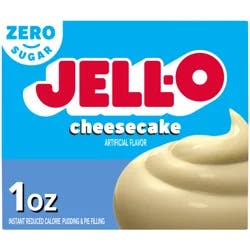 Jell-O Cheesecake Artificially Flavored Zero Sugar Instant Reduced Calorie Pudding & Pie Filling Mix, 1 oz. Box