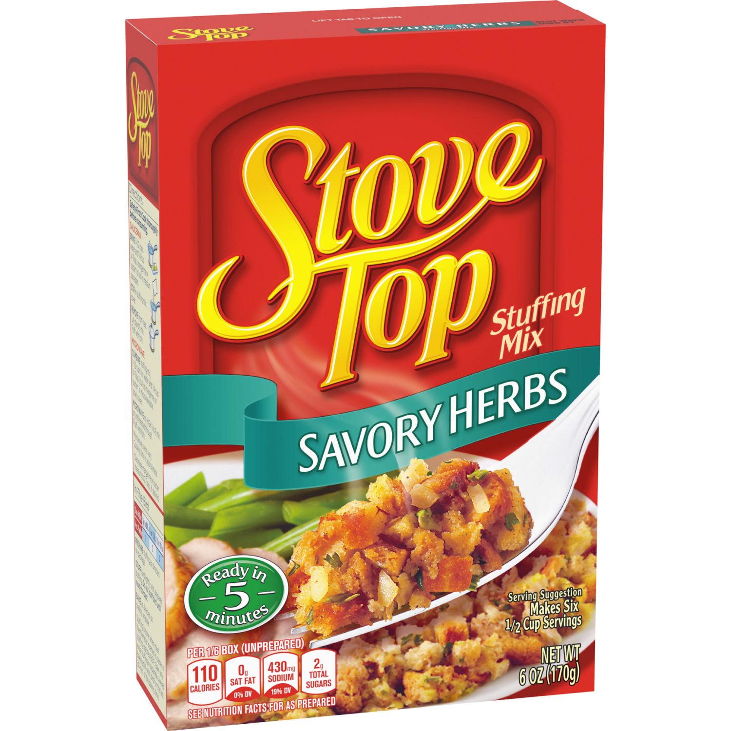 slide 4 of 8, Stove Top Savory Herbs Stuffing Mix, 6 oz Box, 170 g