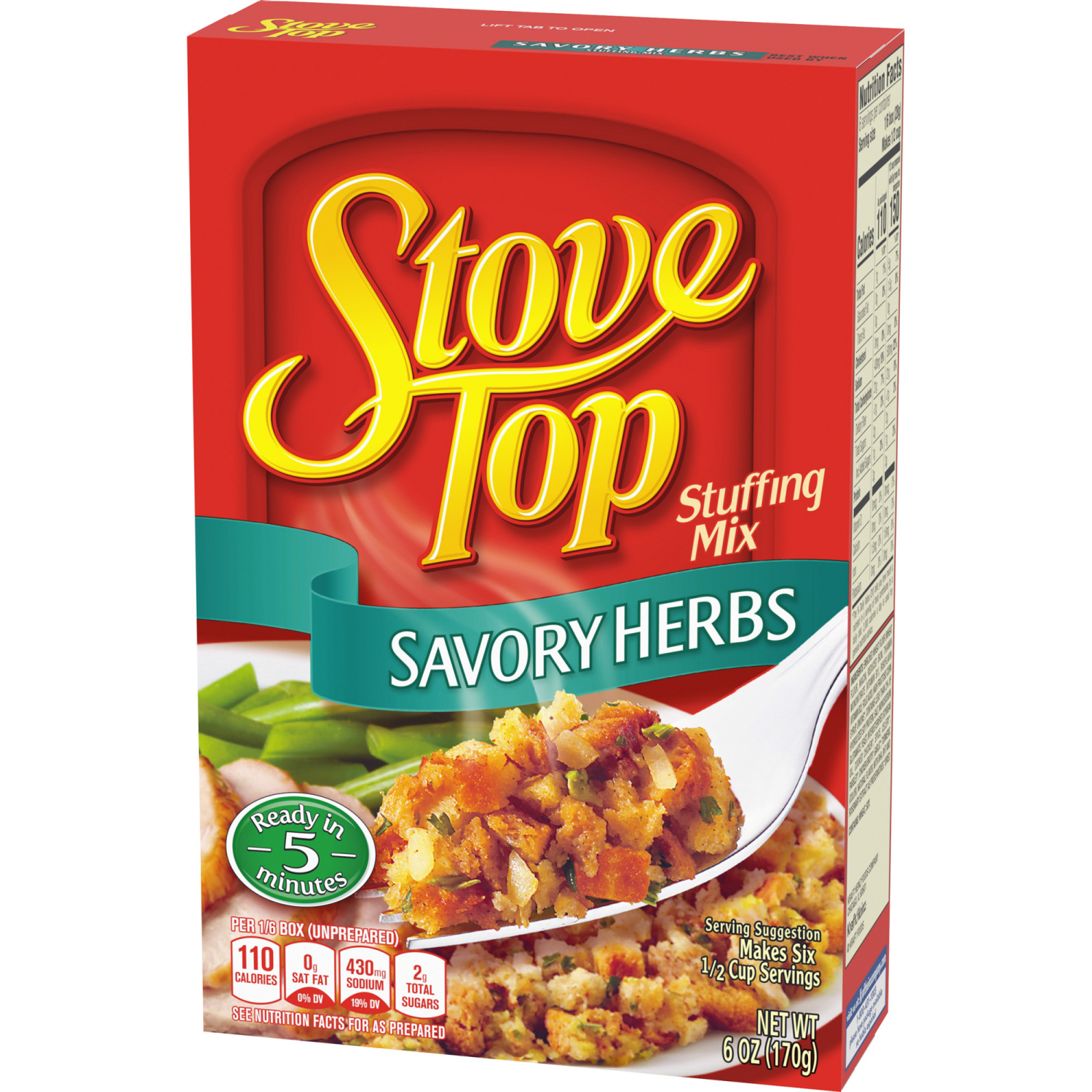 slide 8 of 8, Stove Top Savory Herbs Stuffing Mix, 6 oz Box, 170 g