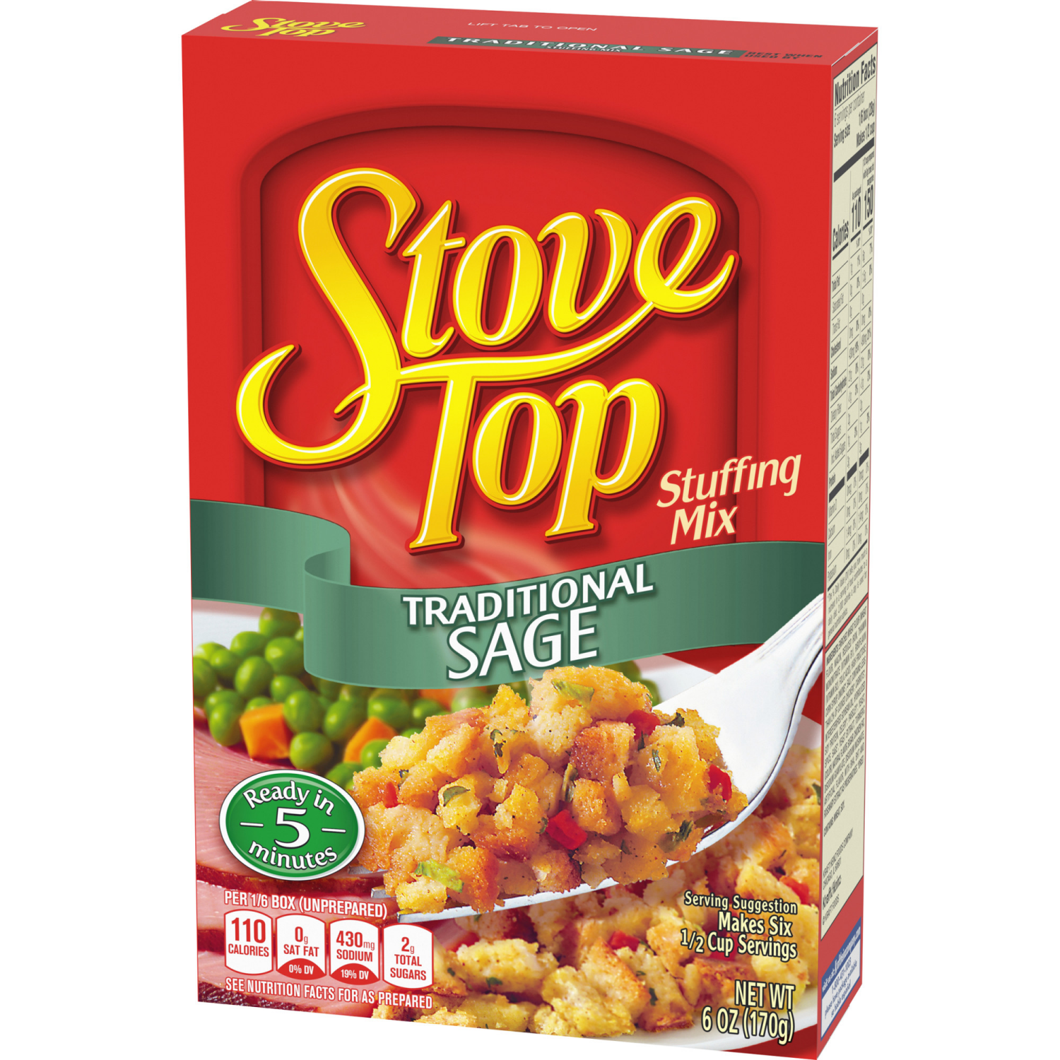 slide 4 of 8, Stove Top Traditional Sage Stuffing Mix, 6 oz Box, 170 g