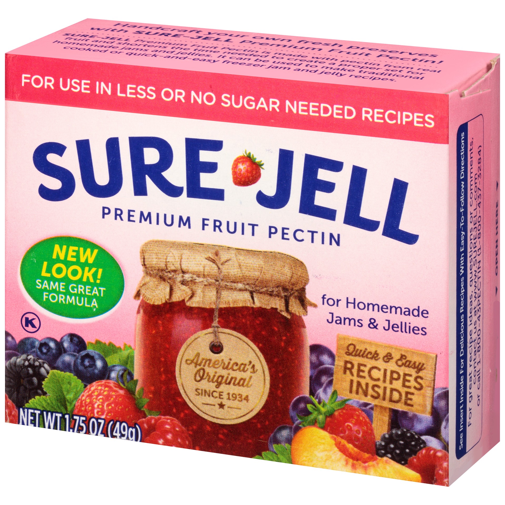slide 8 of 10, Sure-Jell Premium Fruit Pectin for Less or No Sugar Needed Recipes, 1.75 oz