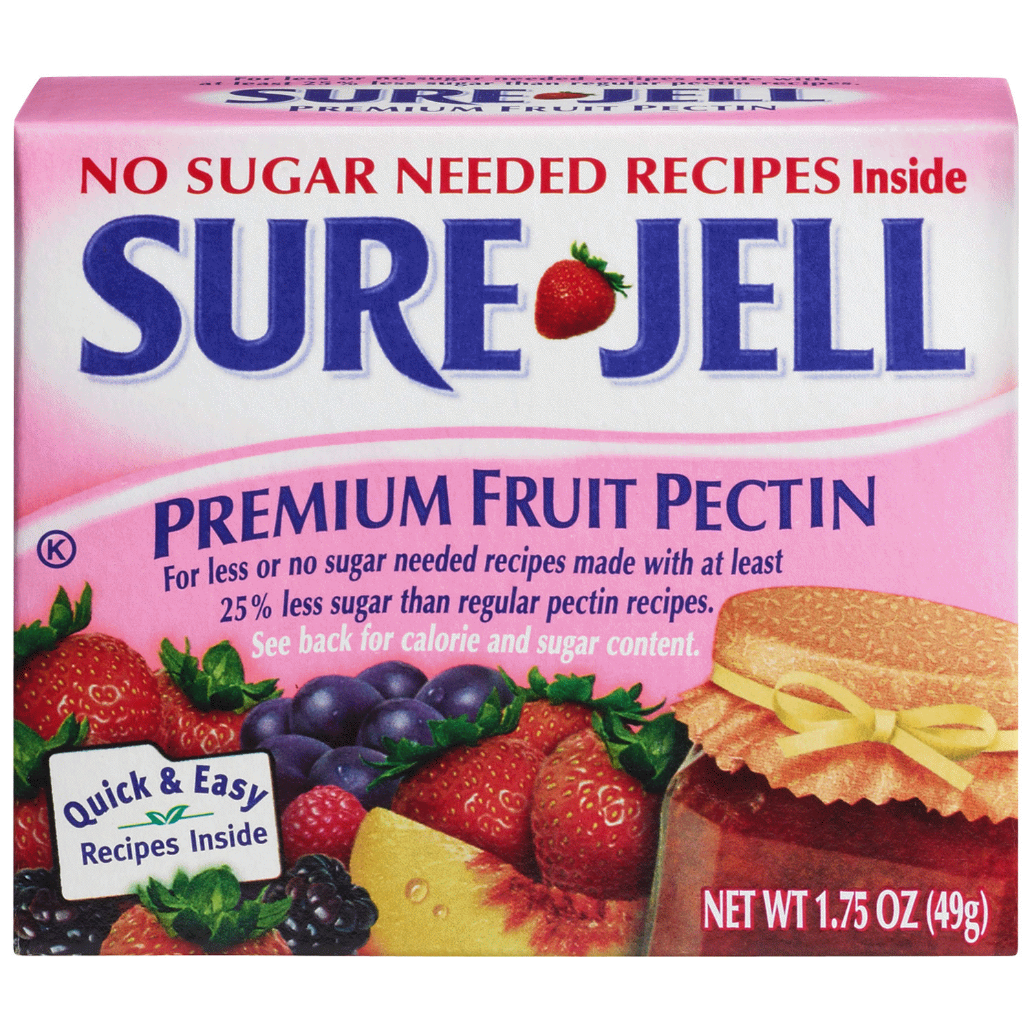 slide 1 of 5, Sure-Jell Premium Fruit Pectin for Less or No Sugar Needed Recipes, 1.75 oz Box, 1.75 oz