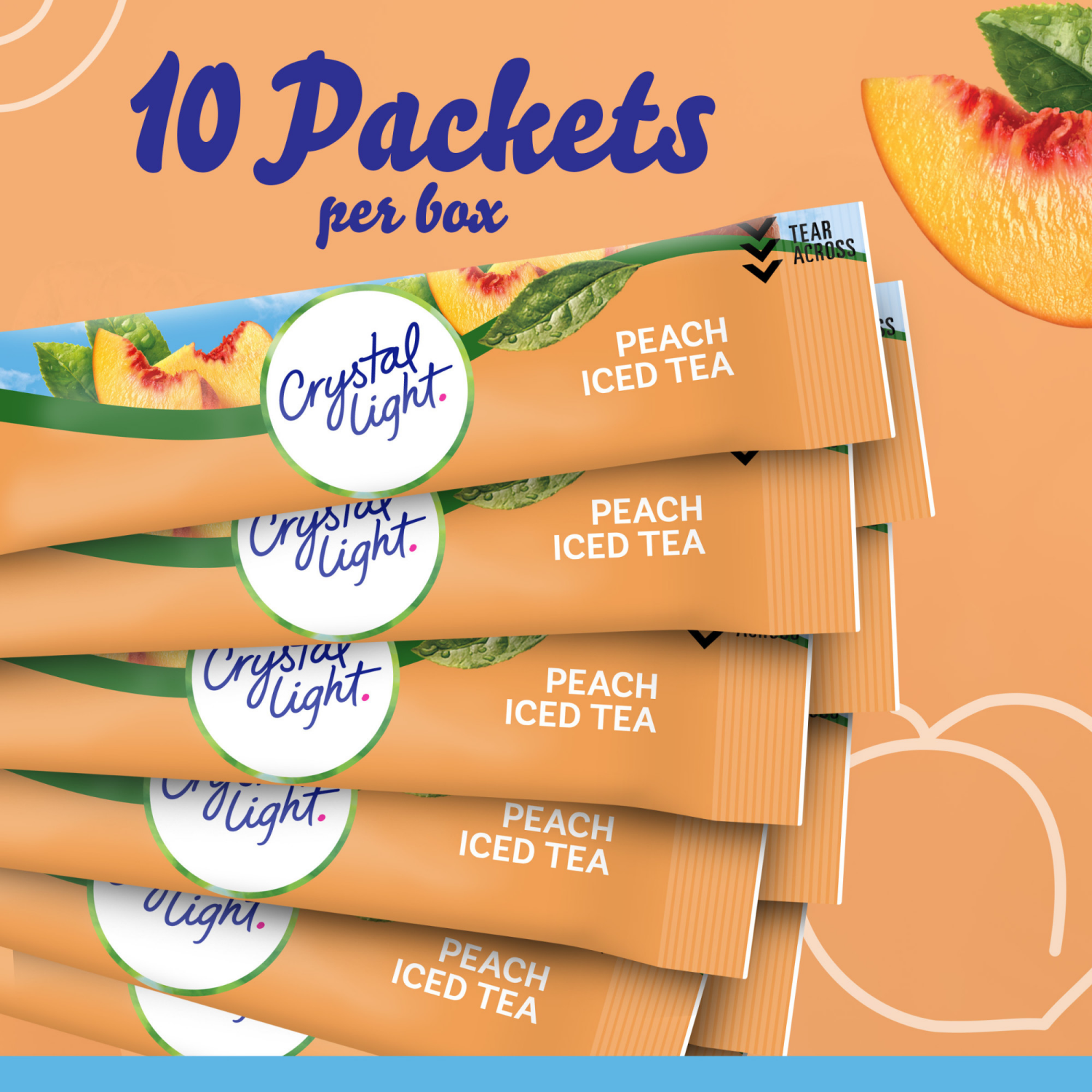 slide 5 of 5, Crystal Light Peach Iced Tea Powdered Drink Mix, 10 ct - 0.7 oz Packets, 19.8 oz